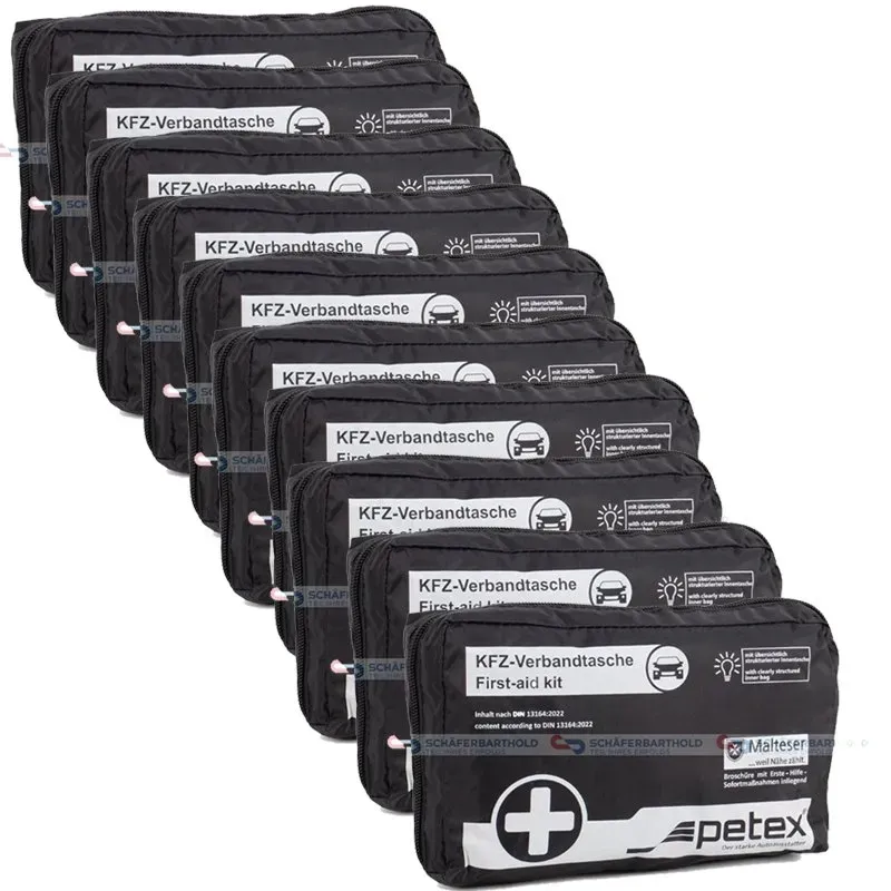 10x Verbandtasche Verbandstasche Erste-Hilfe Verbandskasten PKW DIN13164 SCHWARZ