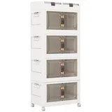 Costway Aufbewahrungsbox mit Deckel, & Rollen, Boxen Aufbewahrung Kunststoffbox Weiß
