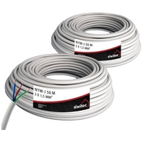 siwitec NYM-Kabel, 3x1,5, 3x2,5, 5x1,5, 5x2,5, 50m, 100m (2x50m Ring) Stromkabel, (10000 cm)