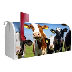 banjado Amerikanischer Briefkasten Mailbox Kühe (Amerikanischer Briefkasten, original aus Mississippi USA), 22 x 17 x 51 cm weiß