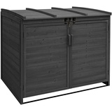 Mendler XL 2er-4er-Mülltonnenverkleidung HWC-H75, Mülltonnenbox, erweiterbar 120x137x104cm Holz MVG-zertifiziert ~ anthrazit