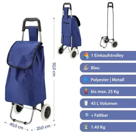 Cepewa Einkaufstrolley blau 40 x 92 x 20 cm