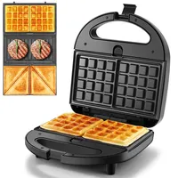 YASHE Multifunktionsgerät 3 in 1,Sandwichmaker,Sandwichtoaster, Kontaktgrill, Waffeleisen,Panini Maschine,Antihaftbeschichtete abnehmbare Platten,750 W,LED-Anzeigen, BPA frei, Schwarz