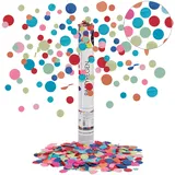 Relaxdays Party Popper, 6-8m Effekthöhe, Karneval, Geburtstag & Hochzeit, Papierkonfetti rund, Konfettikanone 40cm, bunt, mehrfarbig, 40 x 5 x 5 cm