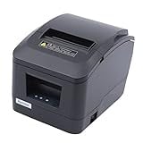 InSyoForeverEC Thermodrucker 80mm Quittungsdrucker Mini Thermo Auto-Cut Bondrucker Netzteil Kit POS Drucker Etiketten Drucker USB Anschluss Schwarz