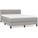 vidaXL Boxspringbett mit Matratze Hellgrau 140x200 cm Stoff