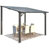UNIONLINE Aluminium-Pavillon, 2,4 x 2,4 m, Wandmontage, Metallmarkisen, Pavillons, Hardtop-Dach, Pergola, Robuste Metall-Pergola Für Den Garten, Schwarz