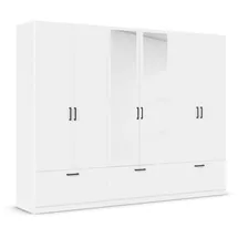 Rauch Möbel BARI Drehtürenschrank 6-türig, Kleiderschrank Weiß, 3 Schubladen, mit Spiegel, 271x210x54cm