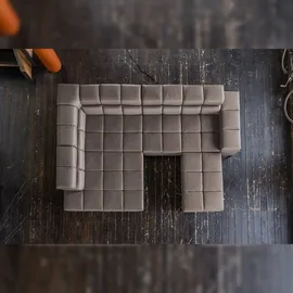 KAWOLA Sofa NELSON Ecksofa Leder dunkelbraun mit Hocker Recamiere links - Dunkelbraun