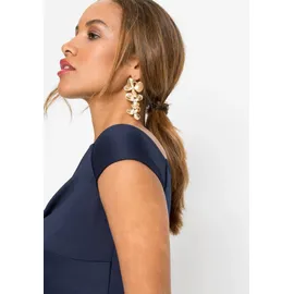 bonprix Off-Shoulder-Kleid Blau/Weiß 48/50