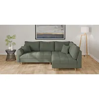 Ecksofa HOME AFFAIRE "CHARRE L-Form mit Ottomane, Maße B/T/H: 231/161/81 cm", grün (mint), B:231cm H:81cm T:161cm, 100% Polyester, Sofas, feine Steppung, lose Rücken- und Zierkissen, auch in Cord und Bouclé, Topseller