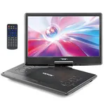 Vevor tragbarer DVD-Player mit drehbarem HD-Bildschirm (358 mm), eingebauter Akku mit 4,5-5 h Laufzeit, 2 Lautsprecher, unterstützt Synchronisierung von TV/USB/SD-Karte/CD/DVD, Autoladegerät schwarz
