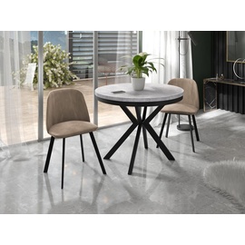 WFL GROUP Runder Ausziehbarer Esstisch - Loft Style Tisch mit Metallbeinen - 120 bis 200 cm - Industrieller Quadratischer Tisch für Wohnzimmer - Kompakt - 120 cm - Beton Grau