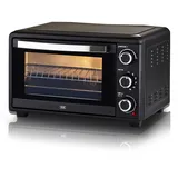 Minibackofen schwarz Metall Glas 25L 5 Bedienstufen 1.500 W Drehspieß Backblech