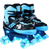 Kinder Rollschuhe-Verstellbare Rollschuhe für Mädchen und Jungen, Atmungsaktiv Kinderrollschuhe mit Leuchtenden Rollen, Verstellbare Kinderrollschuhe für Mädchen, Jungen, Kinder, Anfänger (Blau, S)