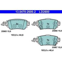 ATE 13.0470-2600.2 Bremsbelagsatz, Scheibenbremse ATE Ceramic