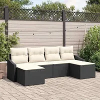 vidaXL Garten Essgruppe 6-tlg. Schwarz/Creme