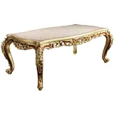 Casa Padrino Luxus Barock Esstisch Creme / Beige / Braun / Gold 210 x 110 x H. 85 cm - Prunkvoller Massivholz Esszimmertisch - Esszimmer Möbel im Barockstil