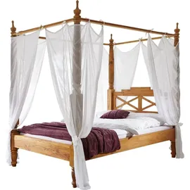 MASSIVMOEBEL24.DE Himmelbett Sheesham 140x200x224 braun geölt NATURE BROWN #530