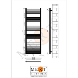 Mert Badheizkörper 600 x 1750 mm weiß Mittelventil