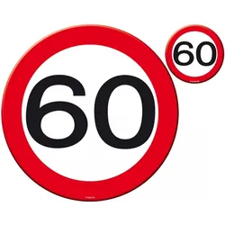 60. Geburtstag Verkehrsschild 4 Platzsets und Becheruntersetzer