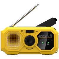 Kaito V5 Notfallradio - Solarpanel und Handkurbel - LED-Taschenlampe - Voyager Mini NOAA Wetterradio - AM/FM Radio Wiederaufladbarer Akku (Gelb)