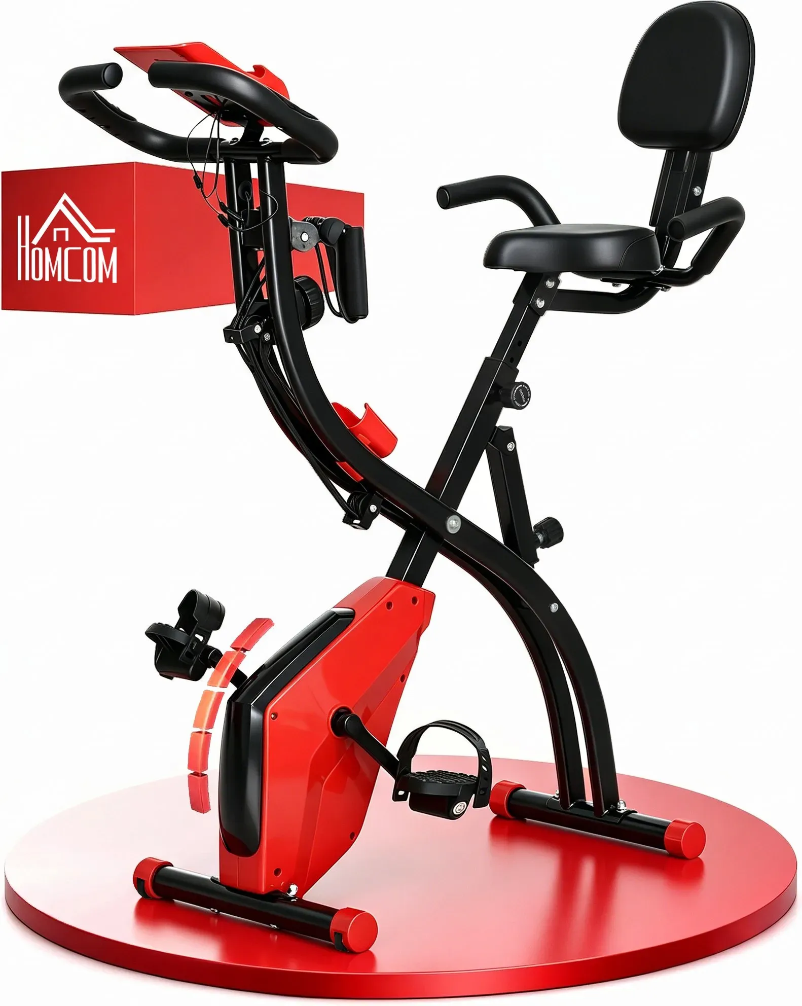 HOMCOM 2-in-1 Heimtrainer klappbar mit LCD-Display und 8-stufig einstellbarem Magnetwiderstand, inkl. 1 Paar Spannseil für effektives Training   Aosom.de