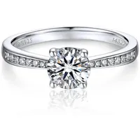 LuxusKollektion Verlobungsring Verlobungsring Damen 1 Karat Moissanit Diamant 925 Silber VVS1 D Farbe silberfarben