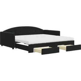 vidaXL Tagesbett Ausziehbar mit Schubladen Schwarz 100x200 cm Samt