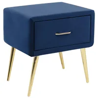 Beliani Nachttisch Gold Blau Textil, 46x49x38 cm
