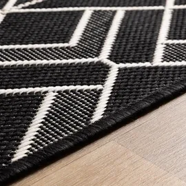 Steffensmeier Outdoorteppich, Schwarz, Textil, Rauten, Rechteckig, 80x150 cm wasserabweisend, Teppiche & Böden, Teppiche, Outdoorteppiche