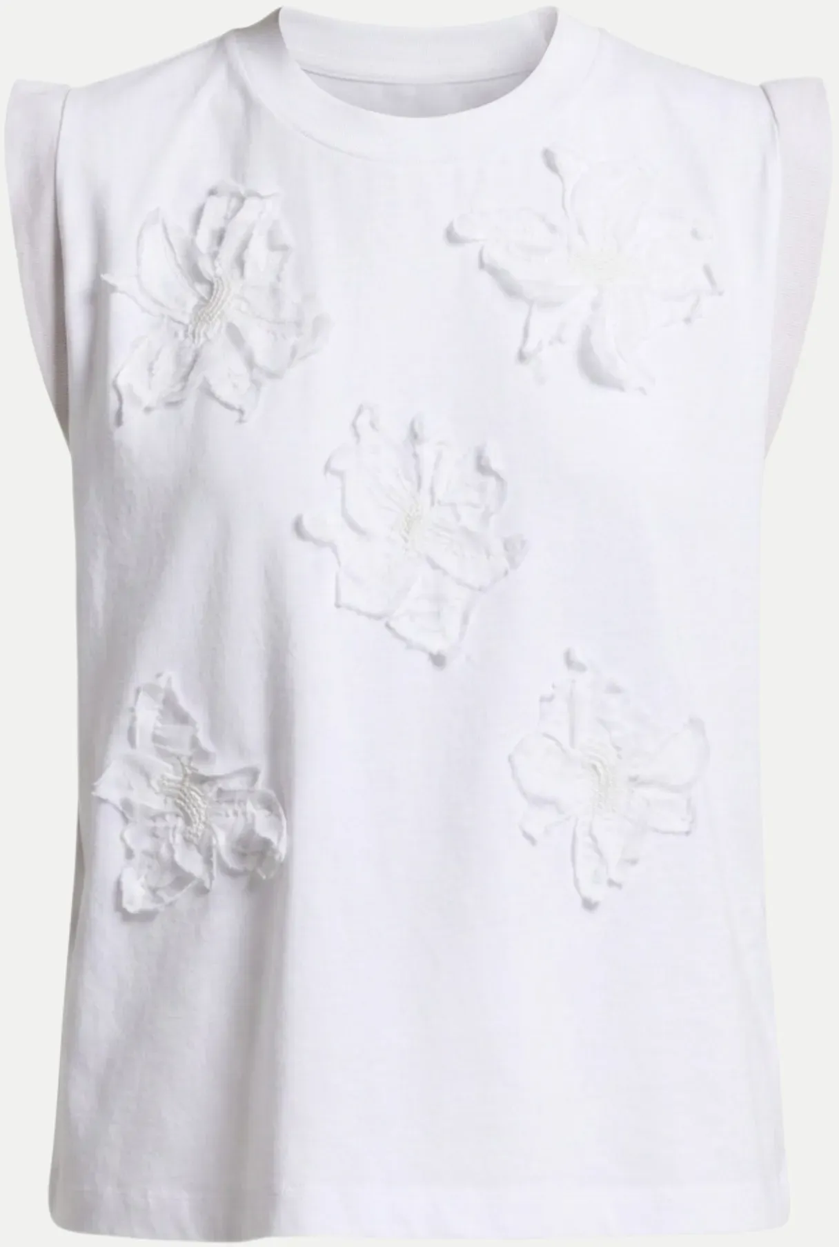 T-Shirt mit Blütenblättermuster Weiß 42