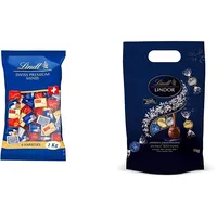 Lindt Napolitains Mini Schokoladentafeln, Großpackung, 1 kg & LINDOR Beutel Dunkle Mischung, Dunkle Schokolade (Feinherb 45%, Dunkel 60% und Extra Dunkel 70%), Geschenk, Großpackung, 1 kg