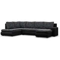 Mebligo - Ecksofa mit Schlaffunktion und 3 Bettkasten FORESTA 300x89x200 (BxHxT) Schwarz + Schwarz - Ottomane Links Eckcouch, Couch U Form, Sofa Wohnzimmer, Sofas & Couches, Eckschlafsofa
