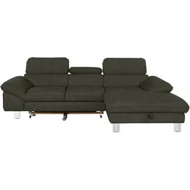 Cotta Ecksofa "Driver L-Form", grün (hunter), B:268cm H:73cm T:169cm, LEDER BEEFY (ein abgedecktes Spalt-Rindsleder) im Sitz und Rücken (Korpus in Kunstleder);Luxus-Kunstleder;Kunstleder SOFTLUX;NaturLEDER (echtes Rindsleder), Rückseite mit schwarzem Spannstoff