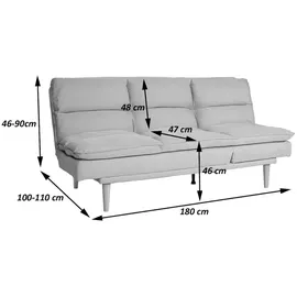 Mendler Schlafsofa HWC-M79, Gästebett Schlafcouch Couch Sofa, Schlaffunktion Liegefläche 180x110cm ~ Stoff/Textil mint-grau
