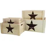 Hti-Living Aufbewahrungsbox Holzkisten-Set 4-tlg. schwarz