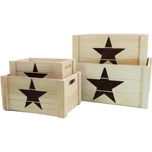 Hti-Living Aufbewahrungsbox Holzkisten-Set 4-tlg. schwarz