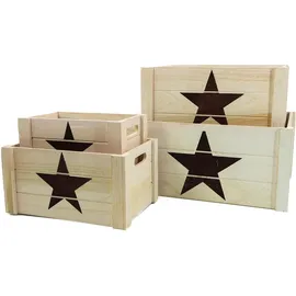 Hti-Living Aufbewahrungsbox Holzkisten-Set 4-tlg. schwarz