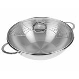 Gräwe Wok 32 cm mit Glasdeckel und Ablagegitter,