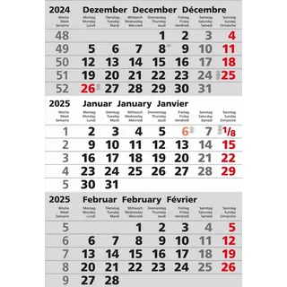 GÜSS Kalender Wandkalender Ersatzkalendarium für 3-Monats-Tischkalender 9,5x13,5cm 2026 grau