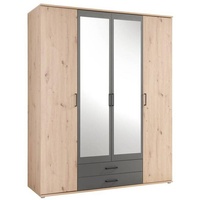 Pol-Power Drehtürenschrank 159 x 196 x 53,5 cm anthrazit/eiche