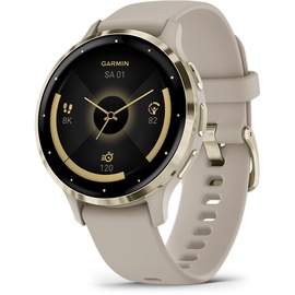 Garmin Venu 3S french gray/softgold mit Schnellwechsel-Silikon-Armband french gray
