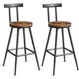 Barhocker, 2er Set, Barstühle, Küchenstühle mit Rückenlehne, Metallrahmen, Mu...