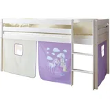 Livetastic Hochbett Malte 90 x 200 cm Kiefer massiv weiß flieder