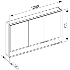 Keuco Royal Lumos 120 cm silber eloxiert offenes Fach smarthome fähig