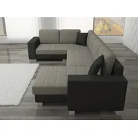 Design Ecksofa Sofa Schlafsofa Bettfunktion Couch Polster Textil Sofas Schlaf - Dunkelgrau/Schwarz