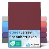 etérea Himmlische Qualität etérea Jersey Spannbettlaken 120x200cm Bordeaux bis 25 cm Höhe - 100% Baumwolle Comfort Spannbetttuch, Oekotex Matratzen Bett Bezug - Bettlaken 100x200 cm - 120x200 cm - Bordeaux