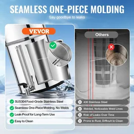 Vevor Schwerkraft Wasserfiltersystem Edelstahl Arbeitsplattensystem 7+8,5L Wasserfiltrationssystem, reduziert Blei und bis zu 99 % Chlor, mit 2 Kohlefiltern und Wasserstandshahn, Camping Wohnmobil