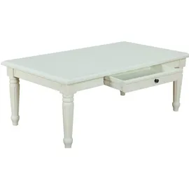 VCM ebuy24 Couchtisch Weiß, Antik Patiniert mit 2 Schubladen.